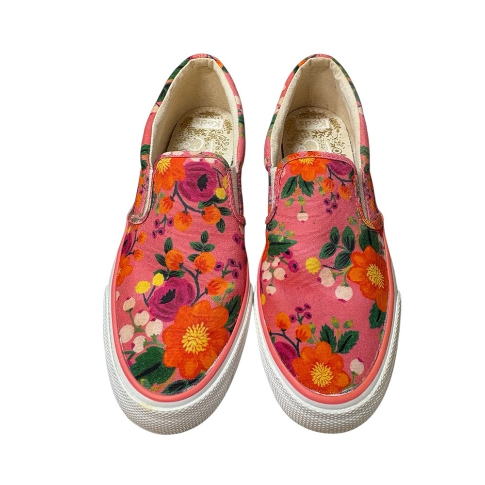 Keds X Rifle Paper Co. Anchor Slip On Vintage Blossom Pink Sneaker Women Size 9 - Picture 3 of 11